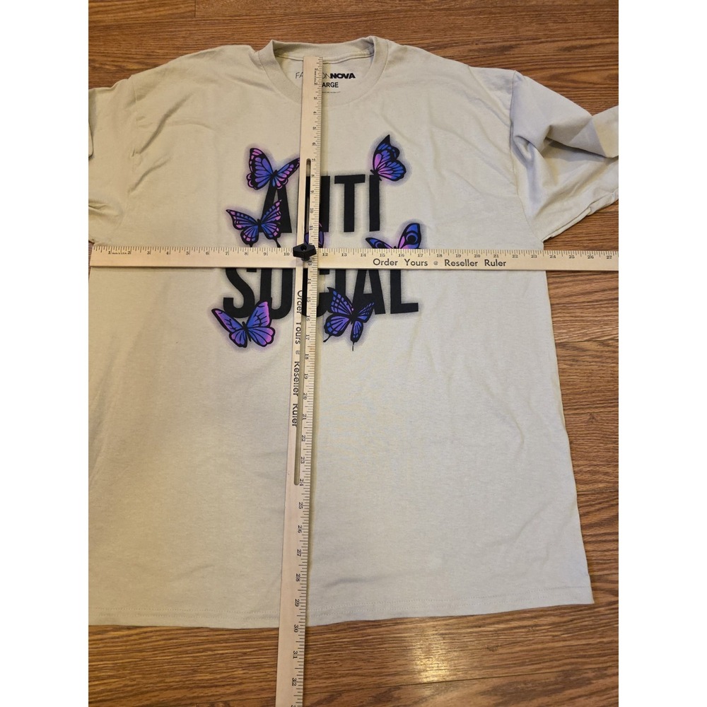 Fashion Nova‎ Long Sleeve Shirt Womens Sz XL Beige Anti-social Butterflies NWOT - Picture 5 of 7